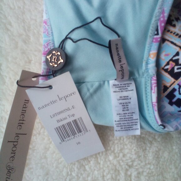 💦Nannette Lapore 2PC Swimsuit Bikini Blue/Pink Size: 10 NWT - Picture 8 of 8